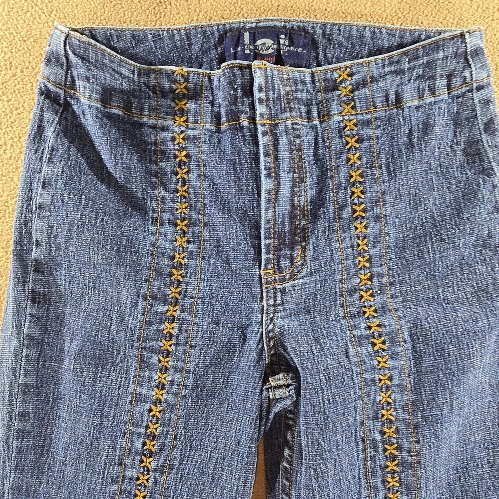Vintage Y2K L.E.I. Criss-Cross Lace-Up Low Rise Flare Boho Jeans Girls Size 14